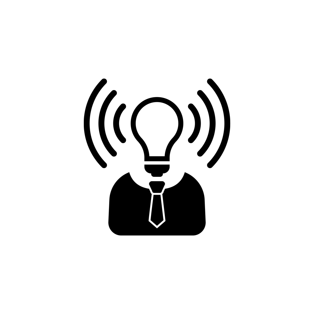 A light bulb shinning from a persons head