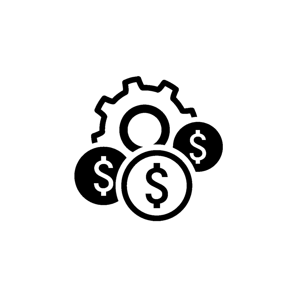 A wheel spinning with dollar sign icons around it. 
